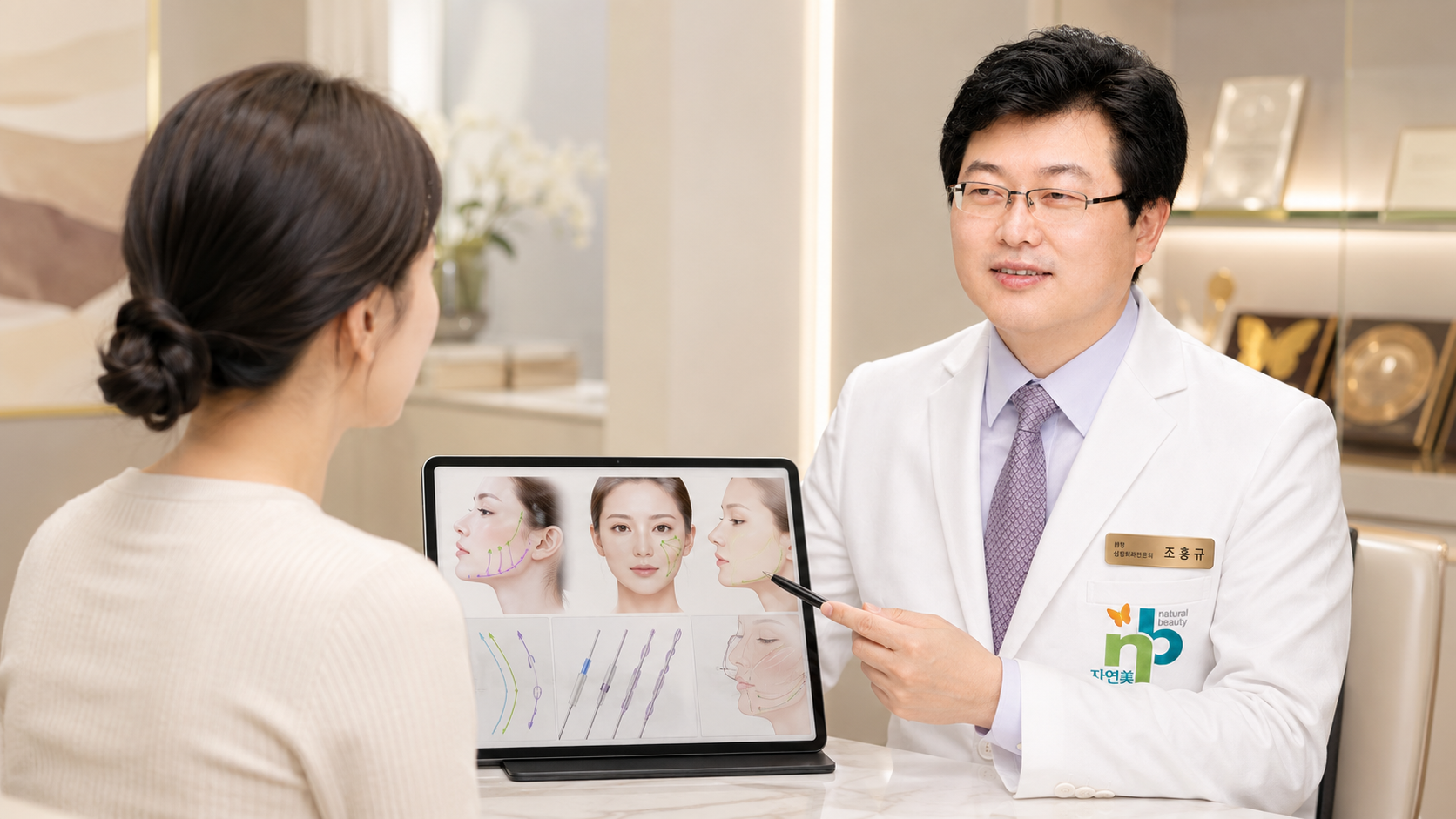 처짐 방향·턱선·마리오네트·피부 두께·지방 무게를 확인하는 상담